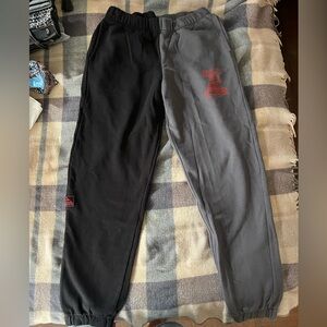 Quiksilver Black and Gray Sweatpants with Red Logo